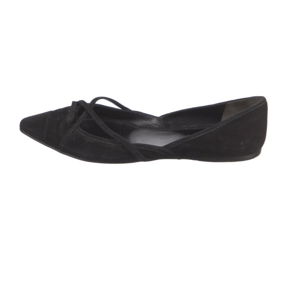 Prada Black Suede Pointed-Toe Ballet Flats